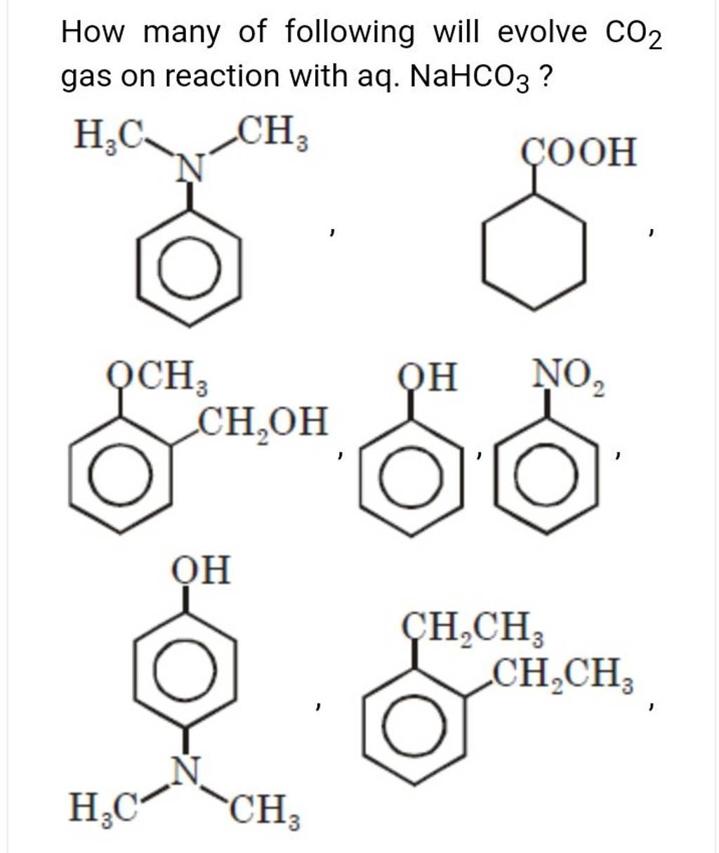 How many of following will evolve CO2 gas on reaction with aq. NaHCO3