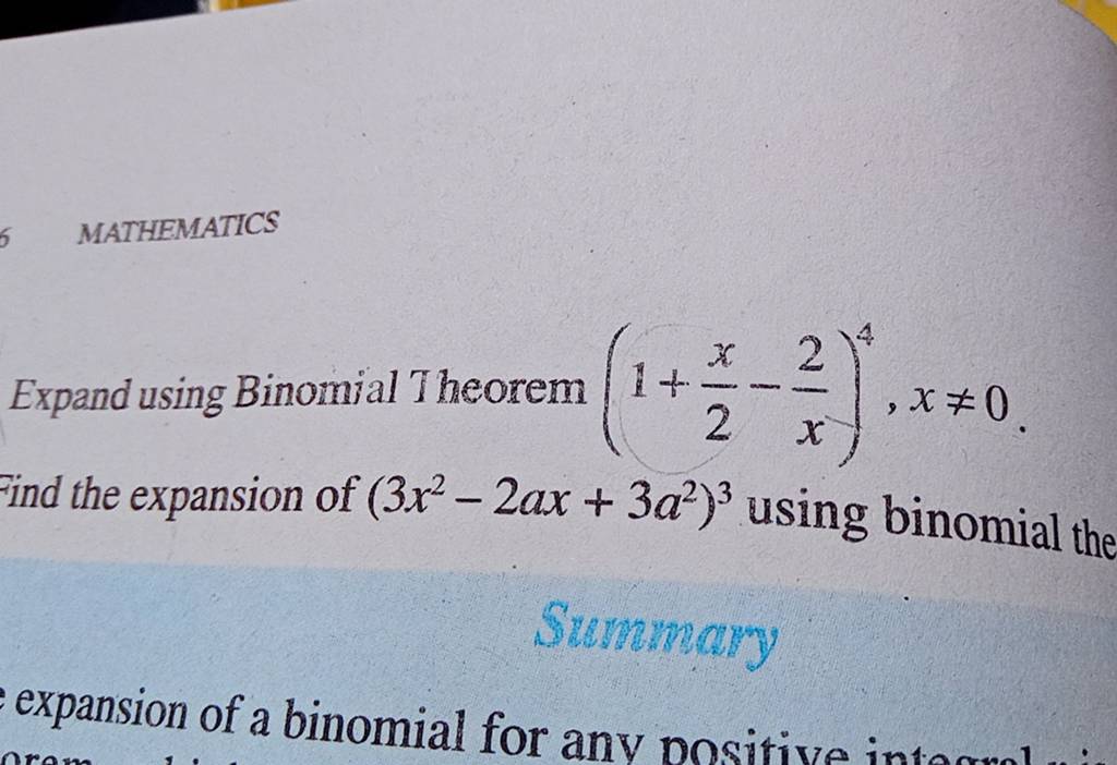 Mathematics Expand Using Binomial Theorem 1 2x −x2 4 X 0 Find The Exp