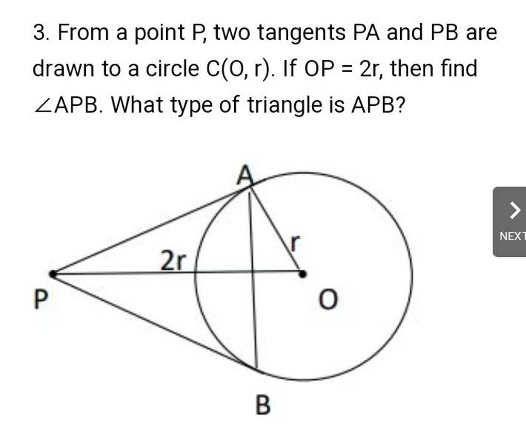 From A Point P Two Tangents PA And PB Are Drawn To A Circle C O R I