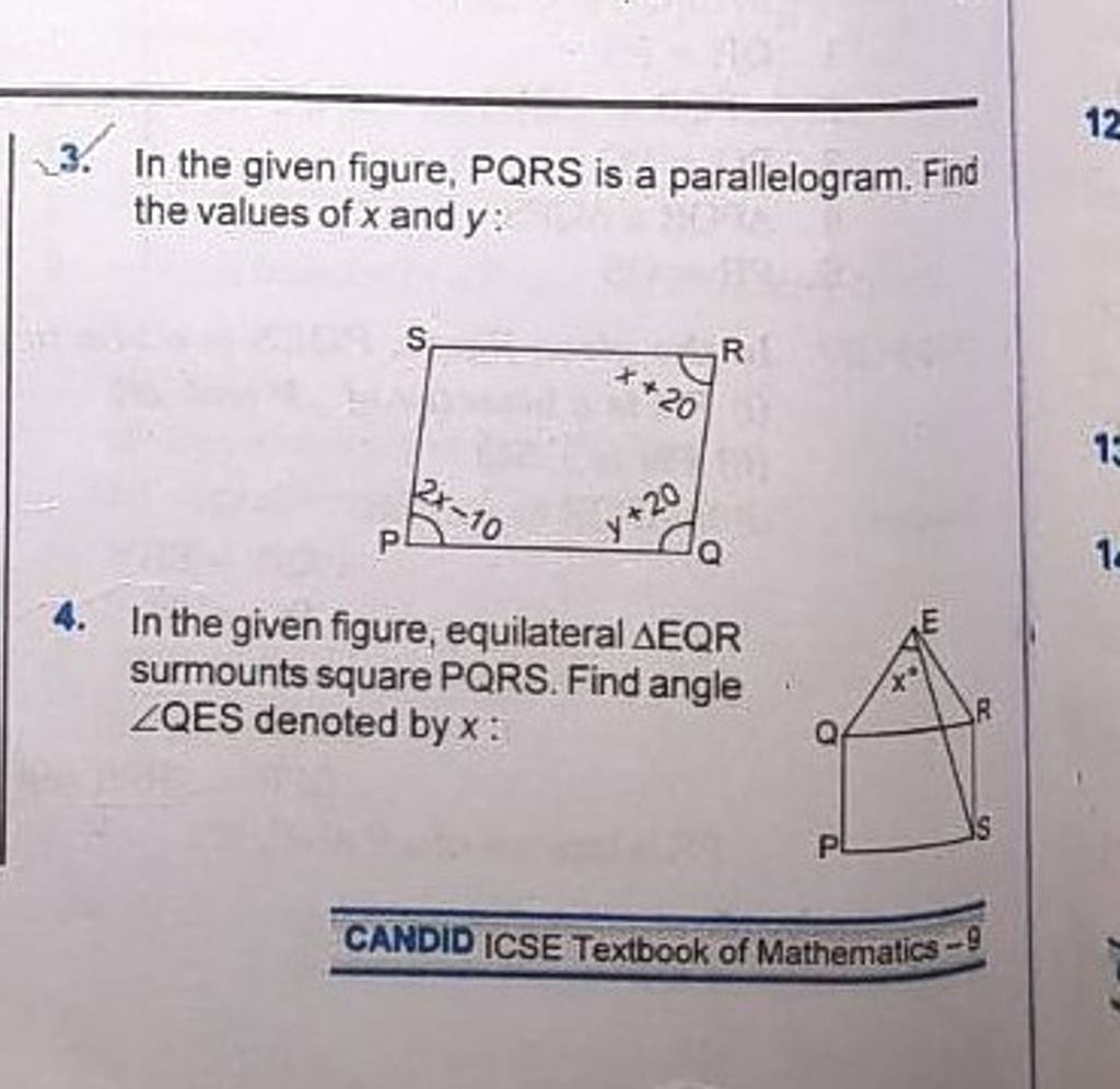 In The Given Figure PQRS Is A Parallelogram Find The Values Of X And