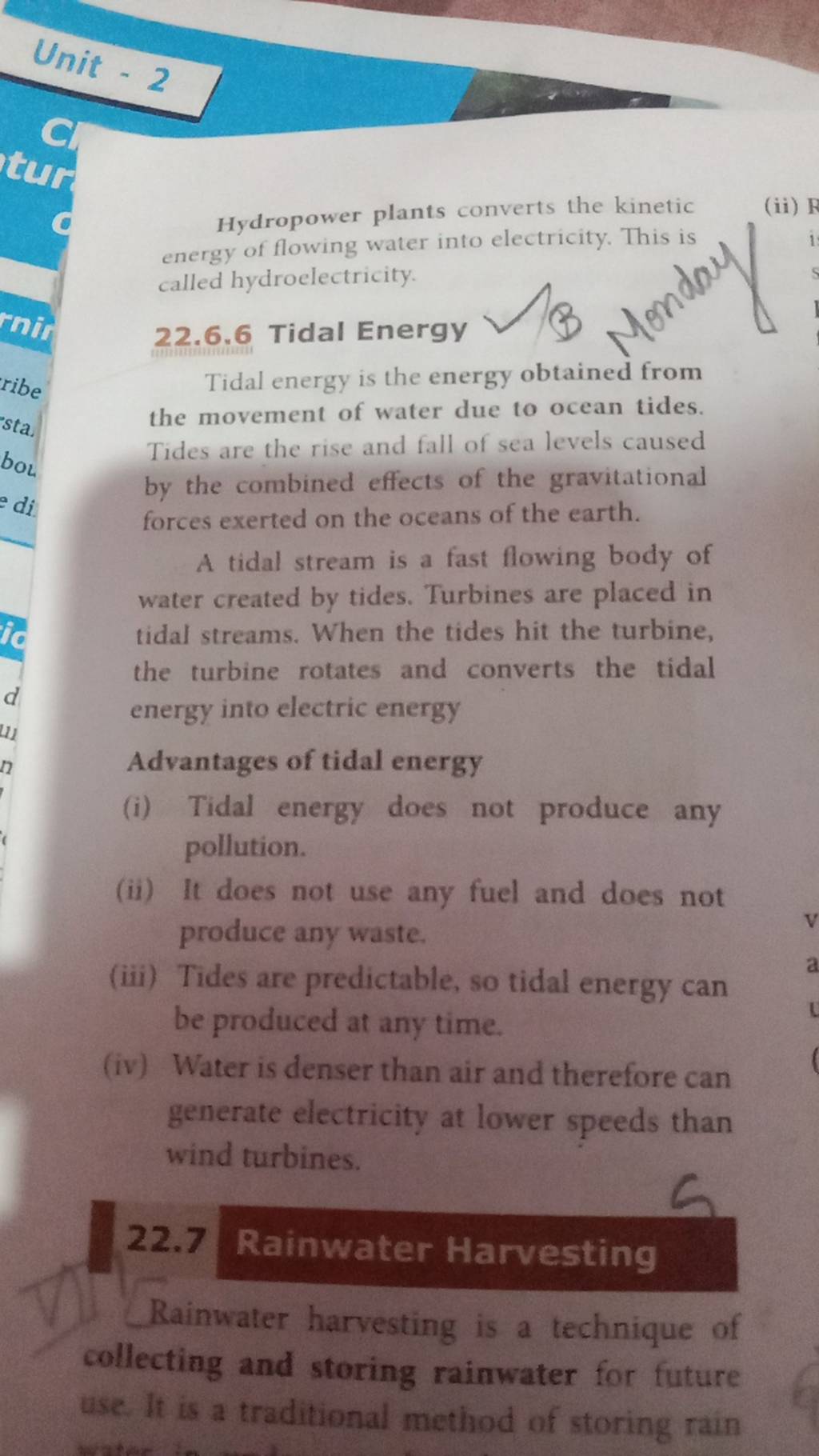 Tidal Energy Is The Energy Obtained From The Movement Of Water Due To Oce..