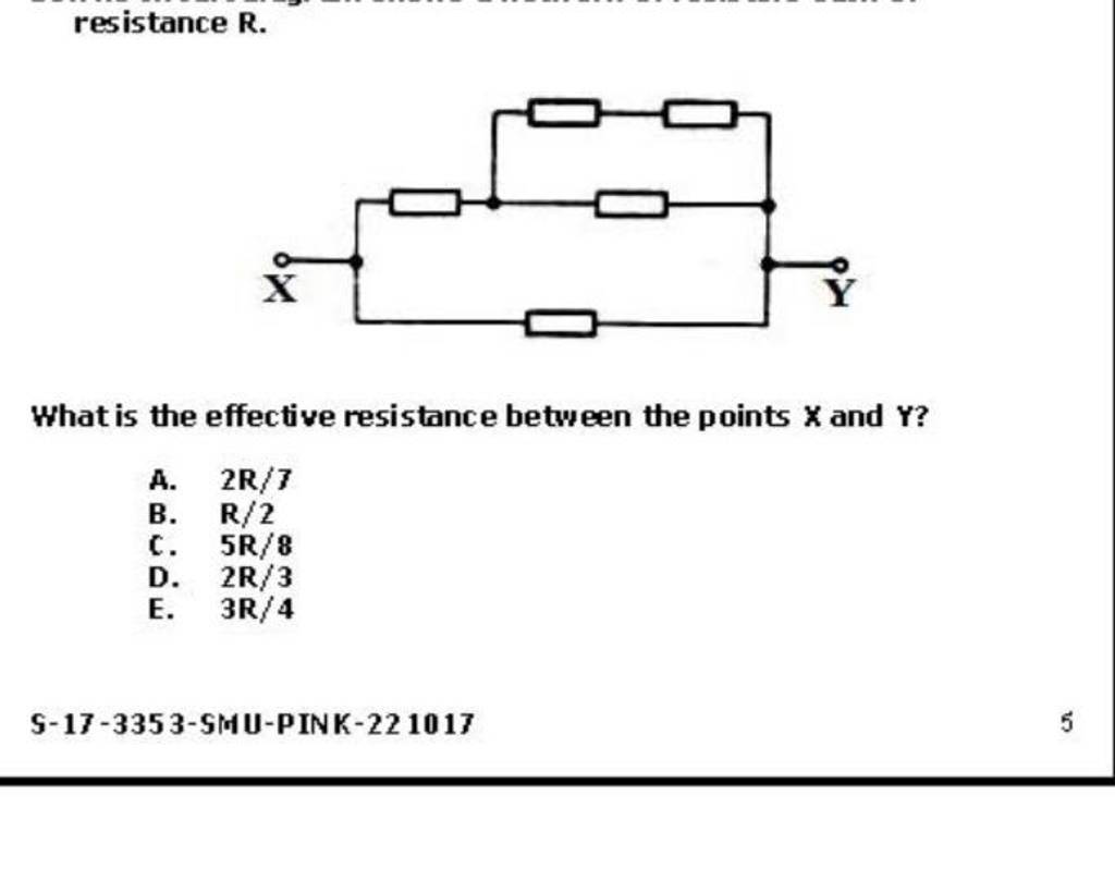 resistance R. What is the effective resistance between the points X and Y..