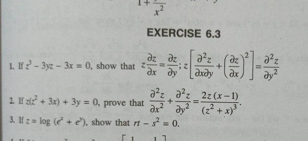 Exercise 63 1 If Z3−3yz−3x0 Show That Z∂x∂z ∂y∂z Z ∂x∂y∂2z ∂x∂z