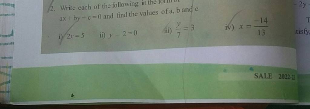 2-write-each-of-the-following-in-the-ax-by-c-0-and-find-the-values-of-a