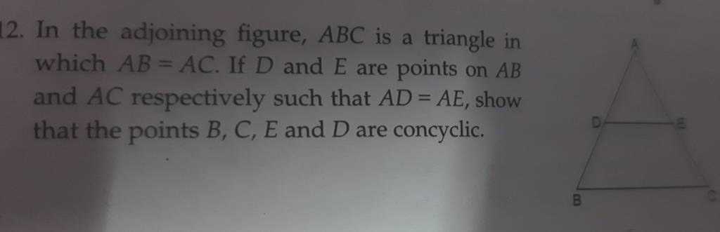 2 In The Adjoining Figure Abc Is A Triangle In Which Abac If D And E 6374