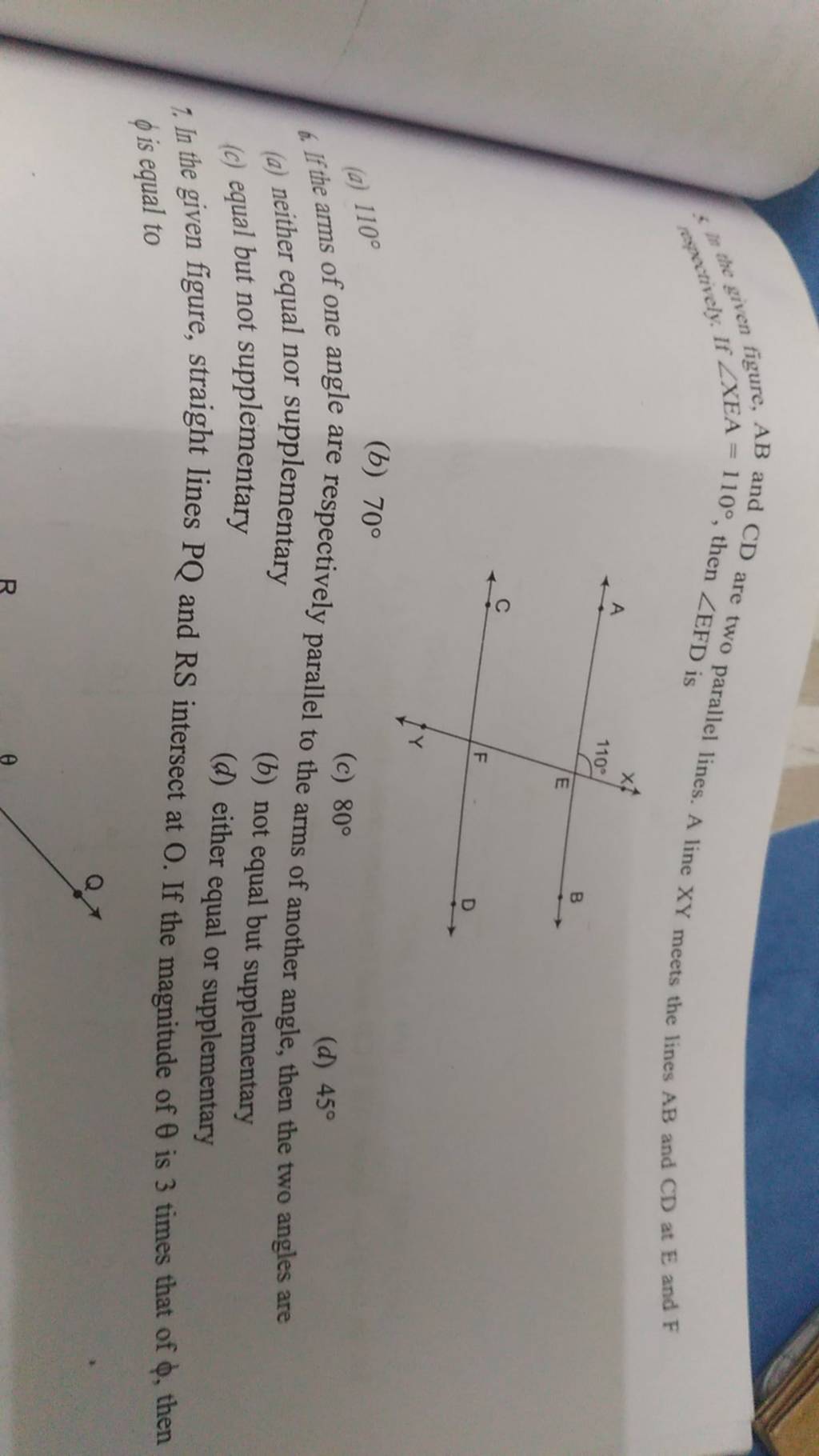 the given figure, AB and CD are two parallel lines. A line XY meets the l..