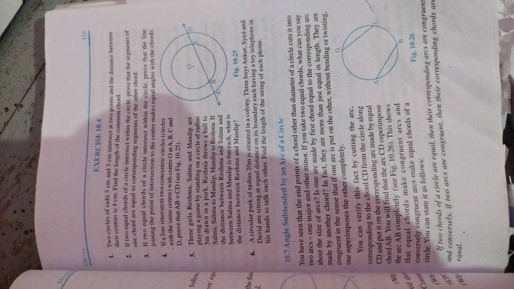 Exercise 10 4 1 two circles of radii 5 cm and 3 cm intersect at two poi 
