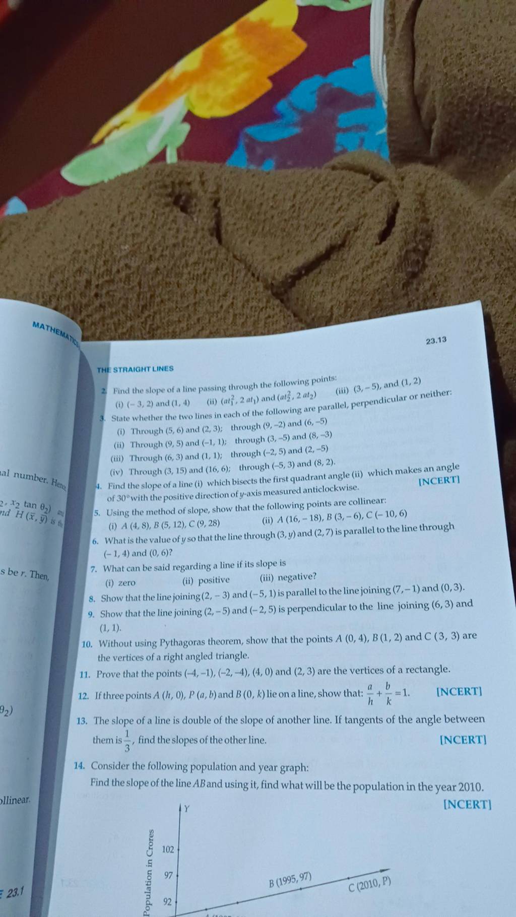 Find the slope of a line (i) which bisects the first quadrant angle (ii)