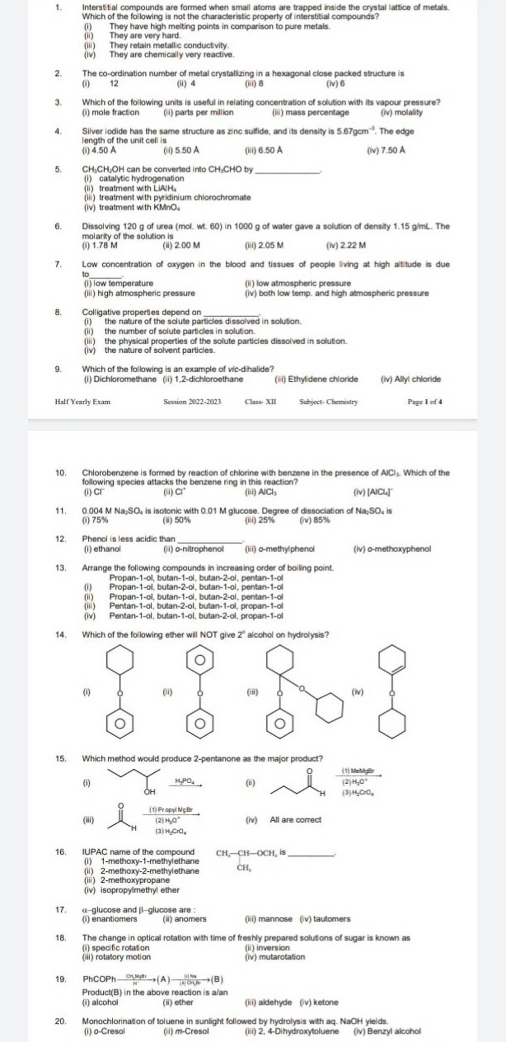 Monochlorination of toluene in sunlight followed by hydrolysis with aq. N..