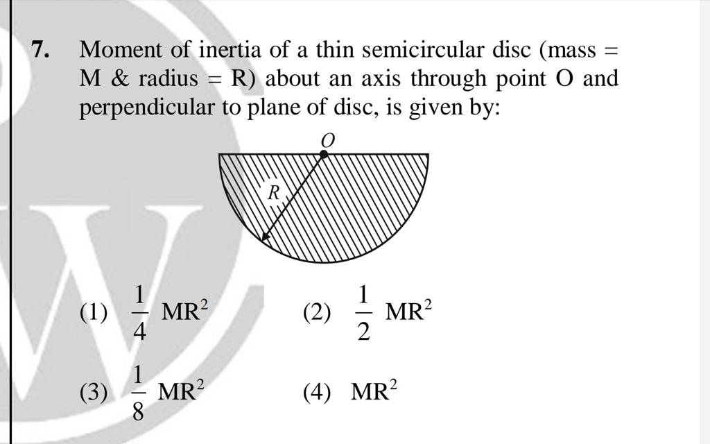 Moment Of Inertia Of A Thin Semicircular Disc Mass M Radius R Abou