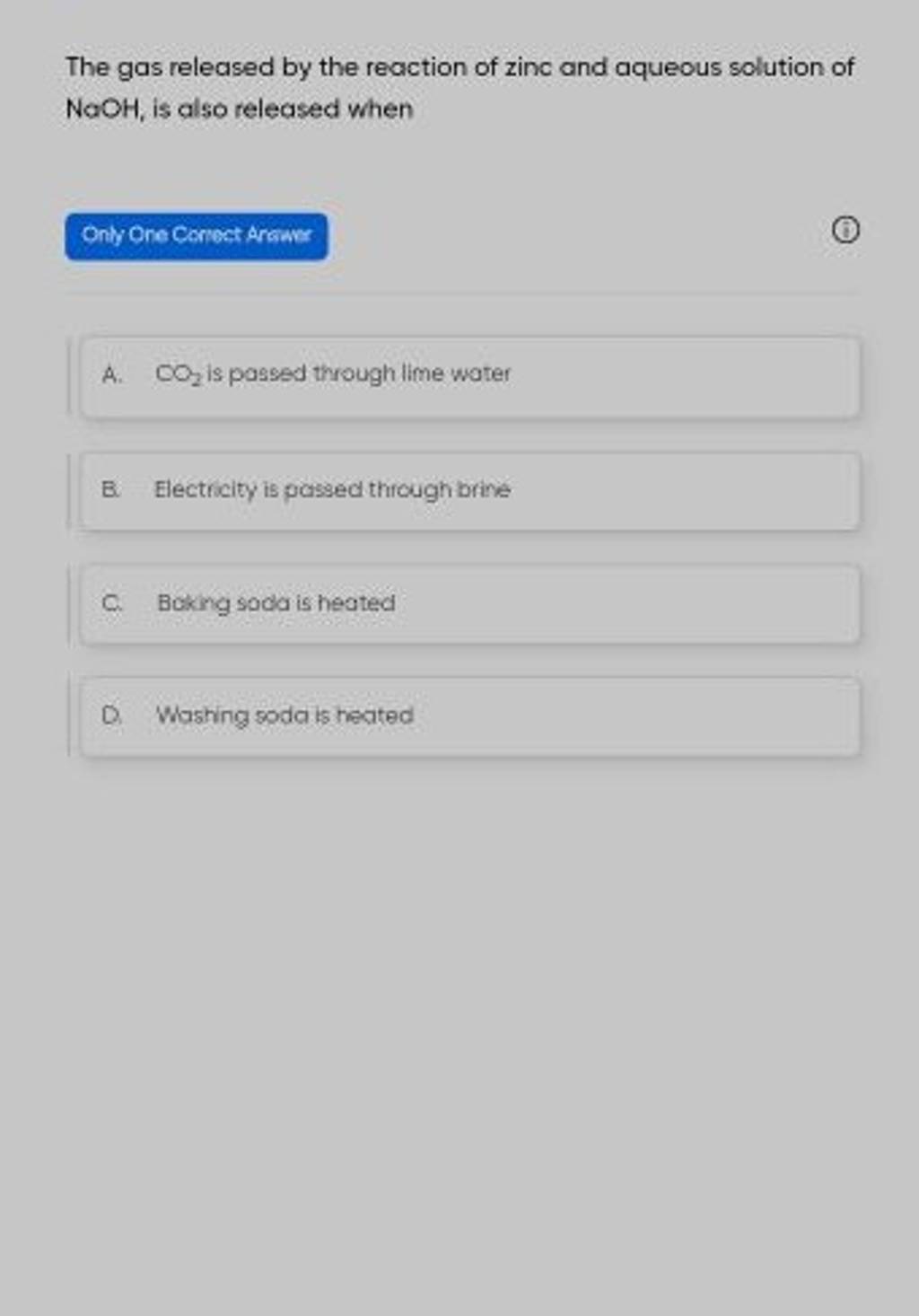 The gas released by the reaction of zinc and aqueous solution of NaOH, is..