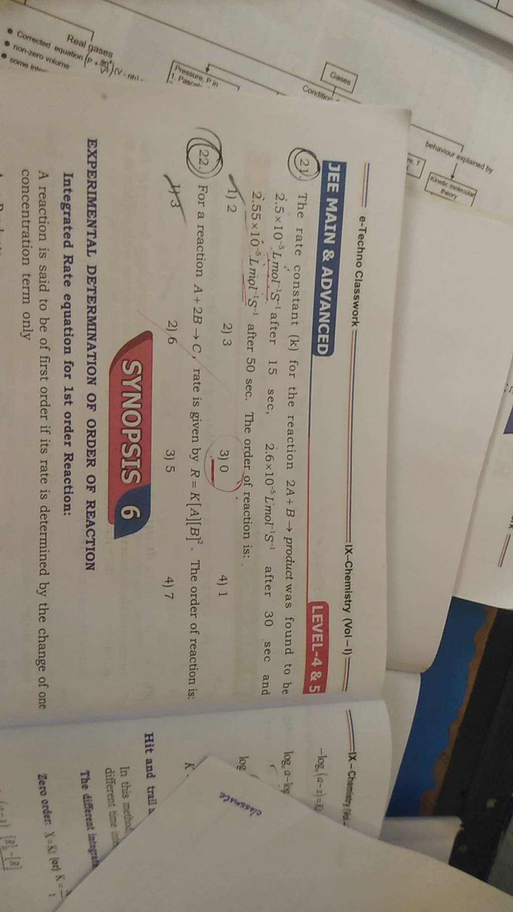 JEE MAIN \& ADVANCED 21. The rate constant (k) for the reaction 2 A+B→ pr..
