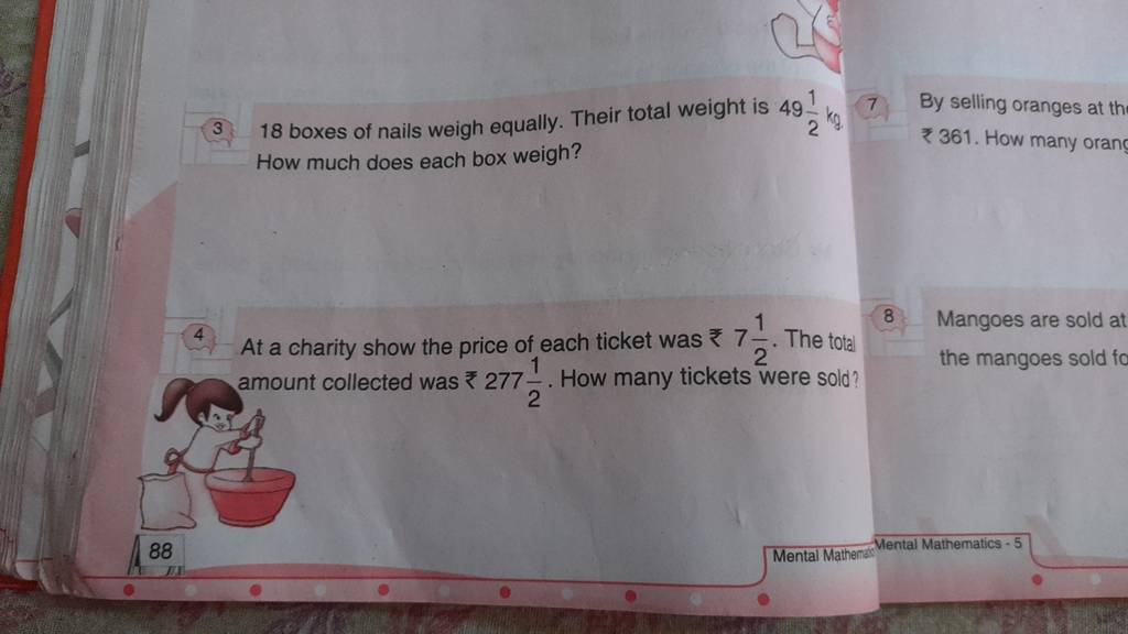 How much does each box weigh? (4.) At a charity show the price of each ti..