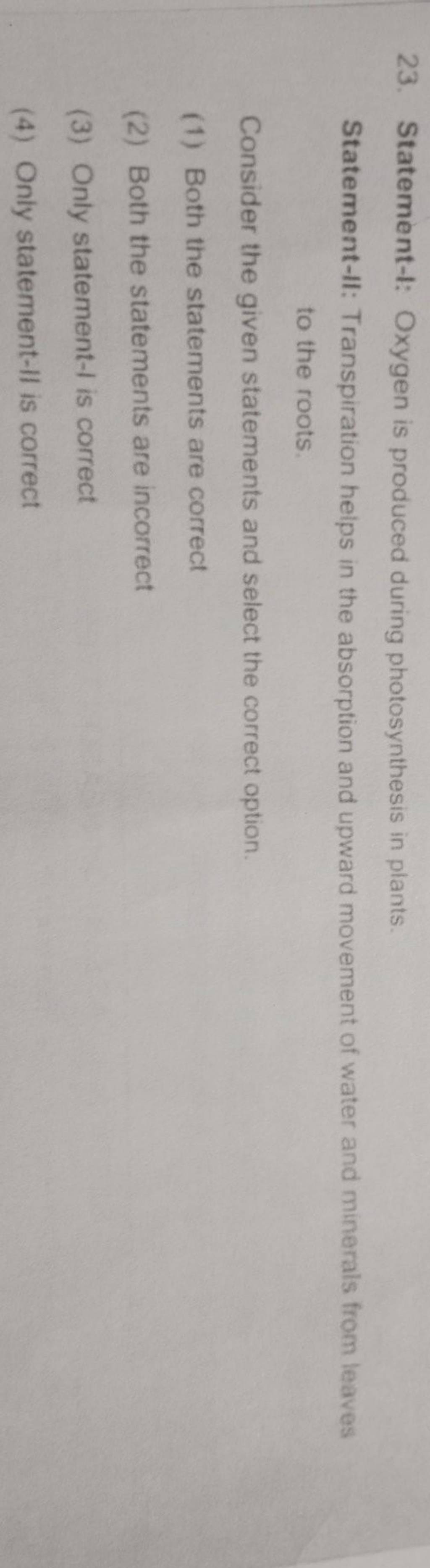 Statement 1 Oxygen Is Produced During Photosynthesis In Plants Statemen statement-1-oxygen-is-produced-during-photosynthesis-in-plants-statemen