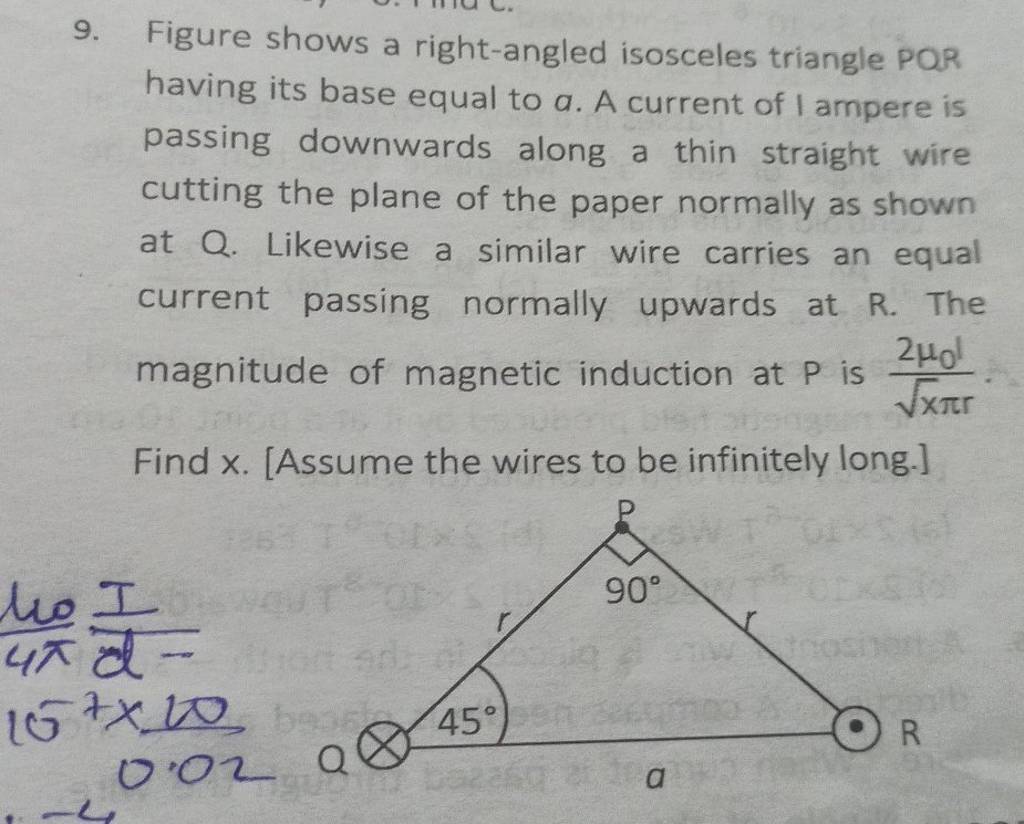 9 Figure Shows A Right Angled Isosceles Triangle Por Having Its Base Equ