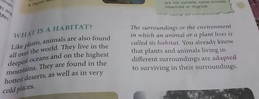 WHAT IS A HABITAT? The surroundings or the environment Like plants, anima..