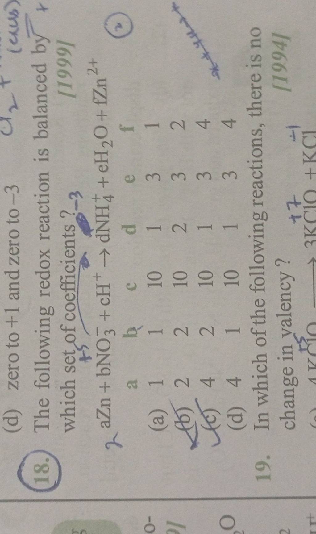 The Following Redox Reaction Is Balanced By Which Set Of Coefficients ? −..