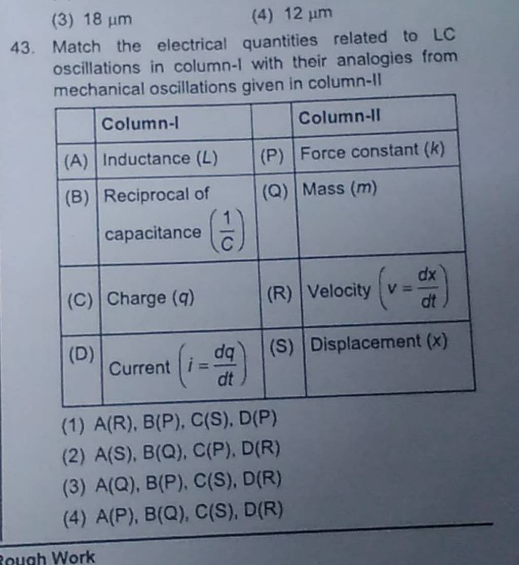 Match the electrical quantities related to LC oscillations in column1 wi..