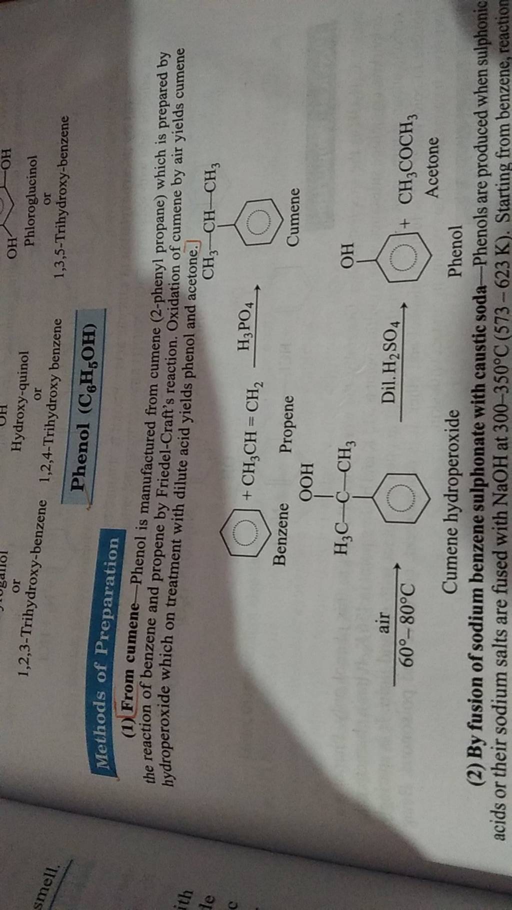 Methods of Preparation (1) From cumenePhenol is manufactured from cumene..