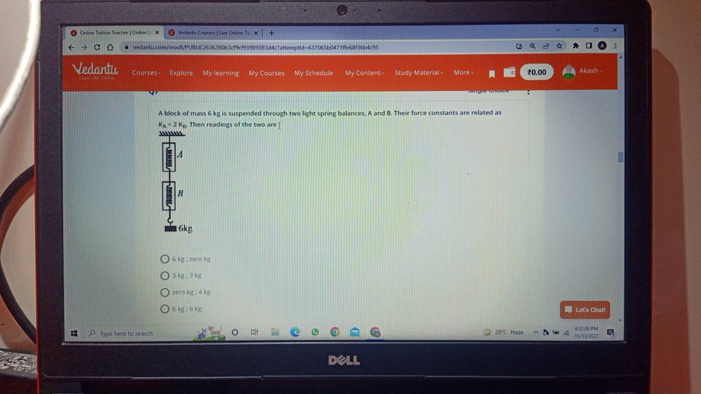 a-block-of-mass-6-kg-is-suspended-through-two-light-spring-balances-a-an