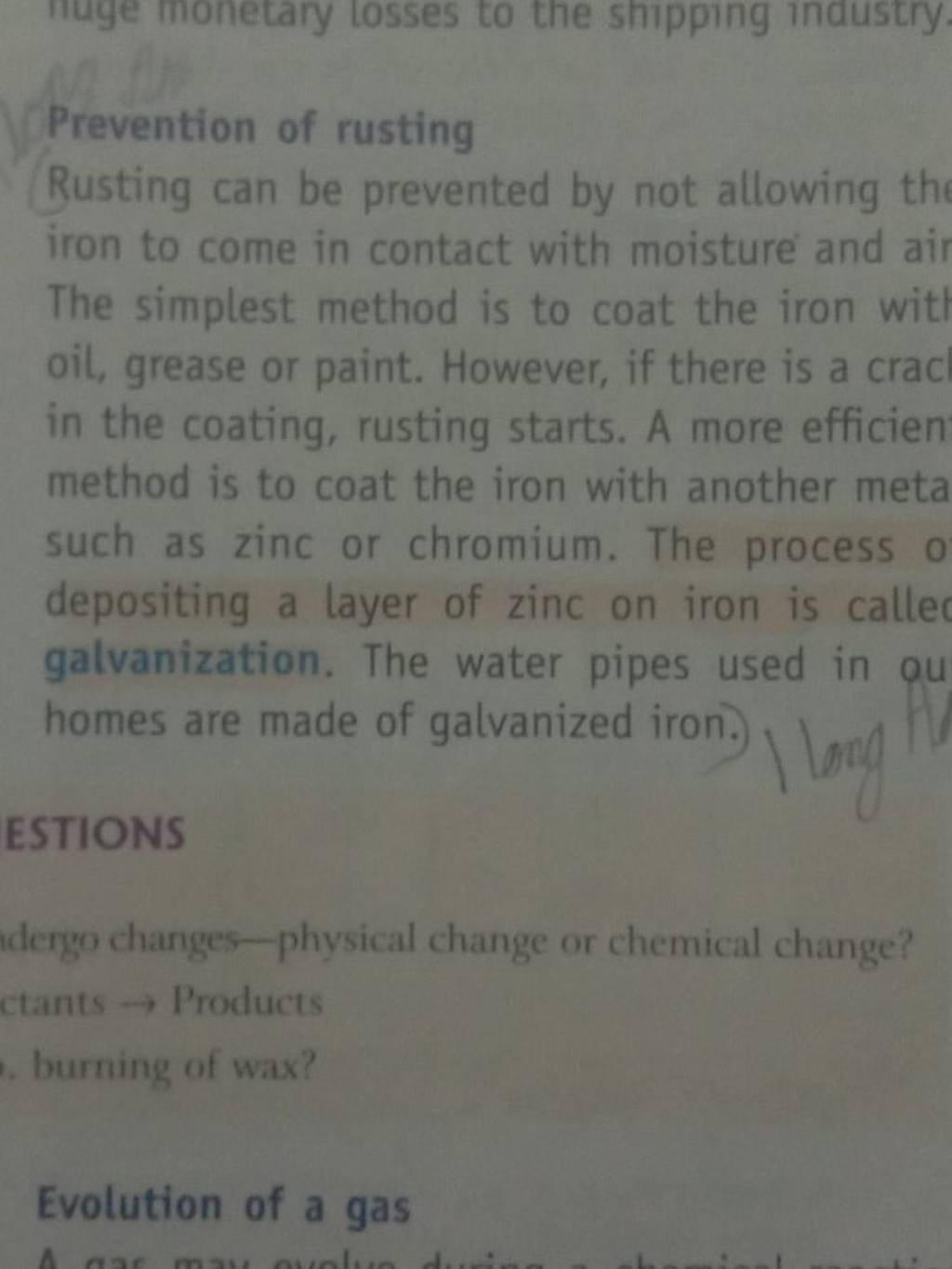 Prevention of rusting Rusting can be prevented by not allowing the iron t..