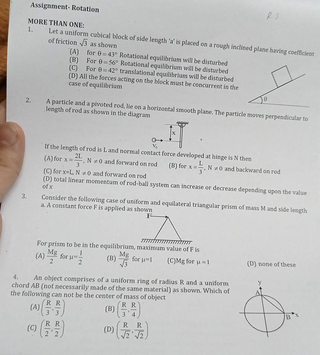 A particle and a pivoted rod, lie on a horizontal smooth plane. The parti..