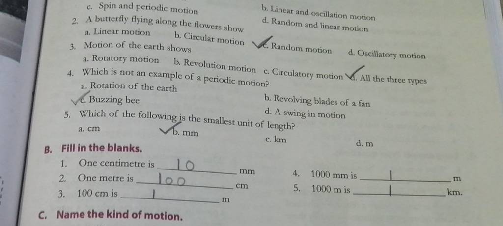 Spin And Periodic Motion B. Linear And Oscillation Motion | Filo