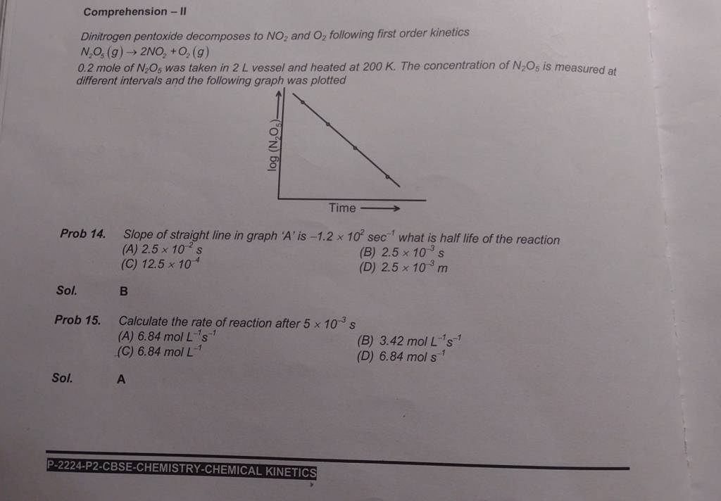 B Prob 15. Calculate The Rate Of Reaction After 5×10−3 S | Filo