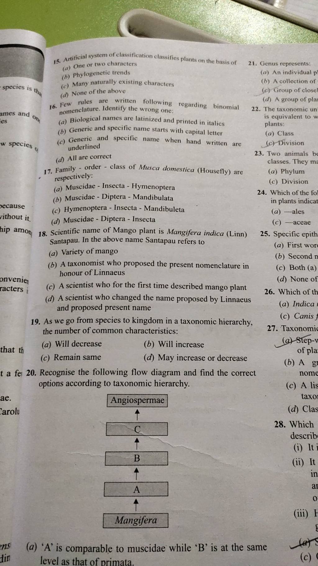 Artificial system of classification classifies plants on the basis of 21..