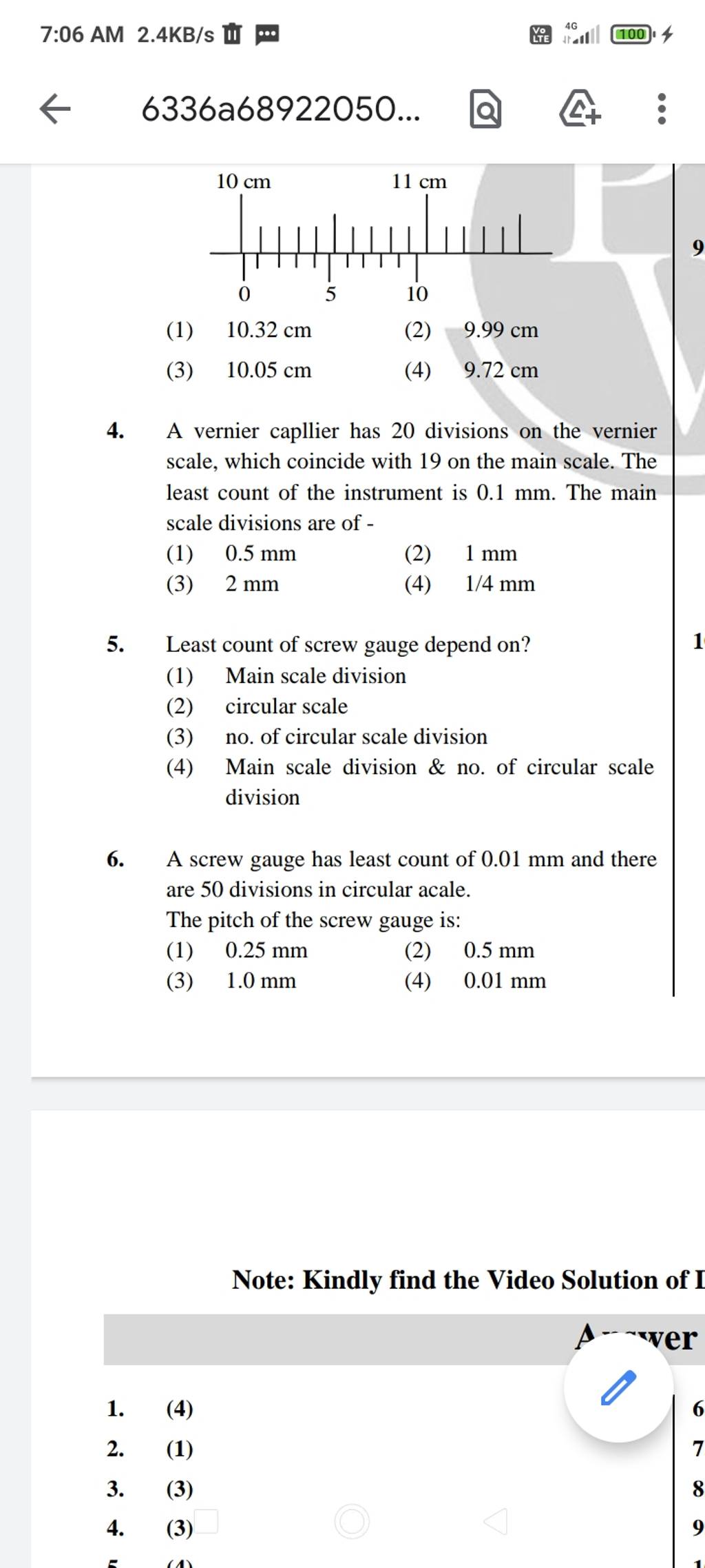 Least count of screw gauge depend on? Filo