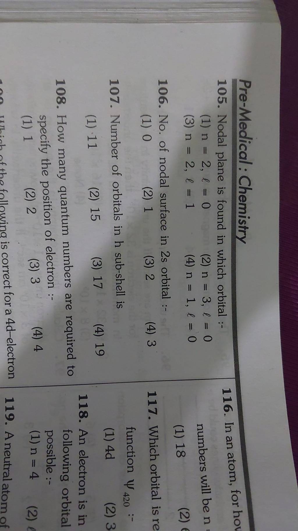 Which orbital is re 107. Number of orbitals in h subshell is function Ψ4..