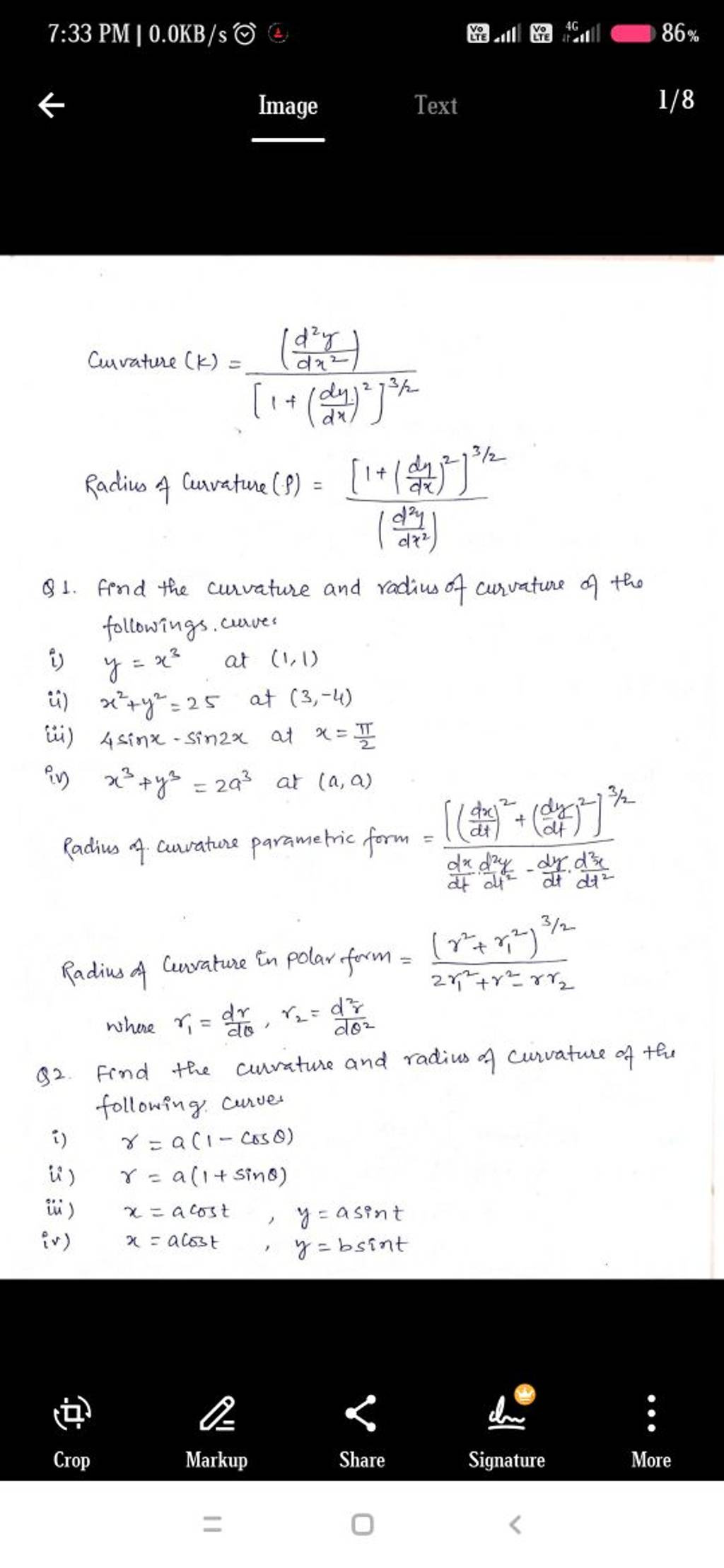 Radius Of Curvature In Parametric Form