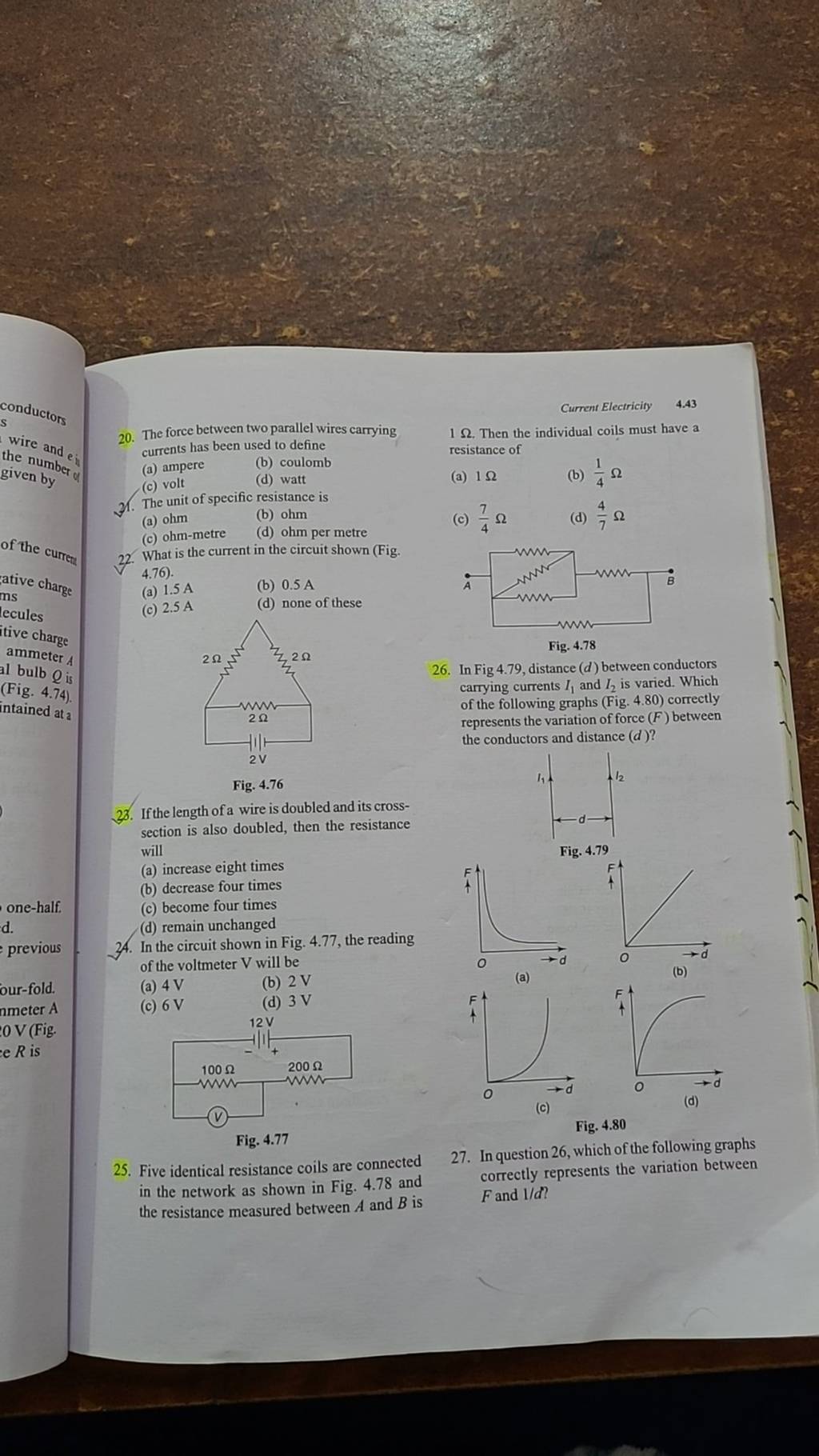 The force between two parallel wires carrying currents has been used to d..