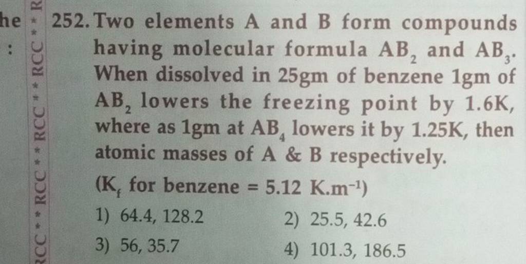 Two Elements A And B Form Compounds Having Molecular Formula AB2 And AB3..