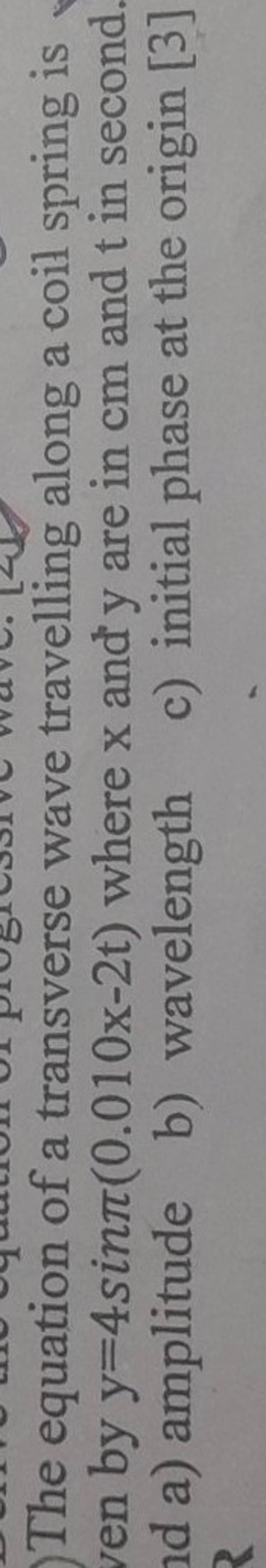 the equation of a transverse wave travelling along