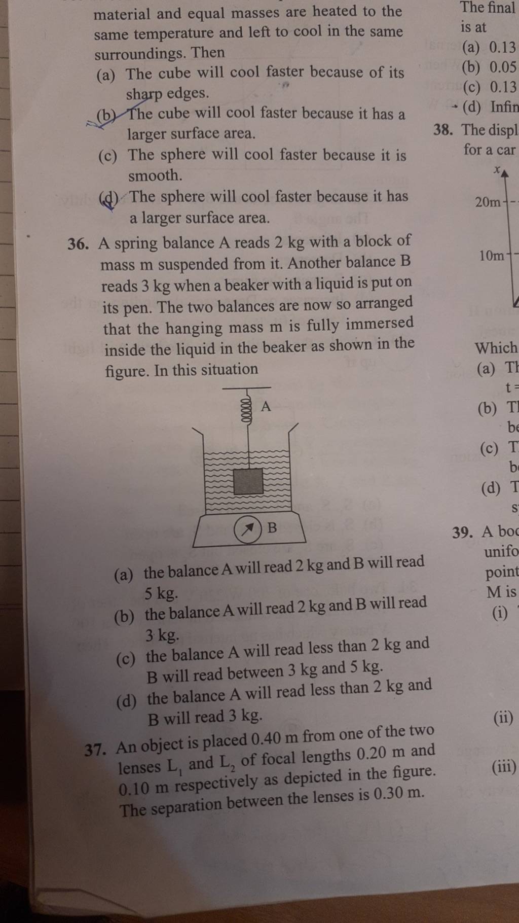 material and equal masses are heated to the The final same temperature an..