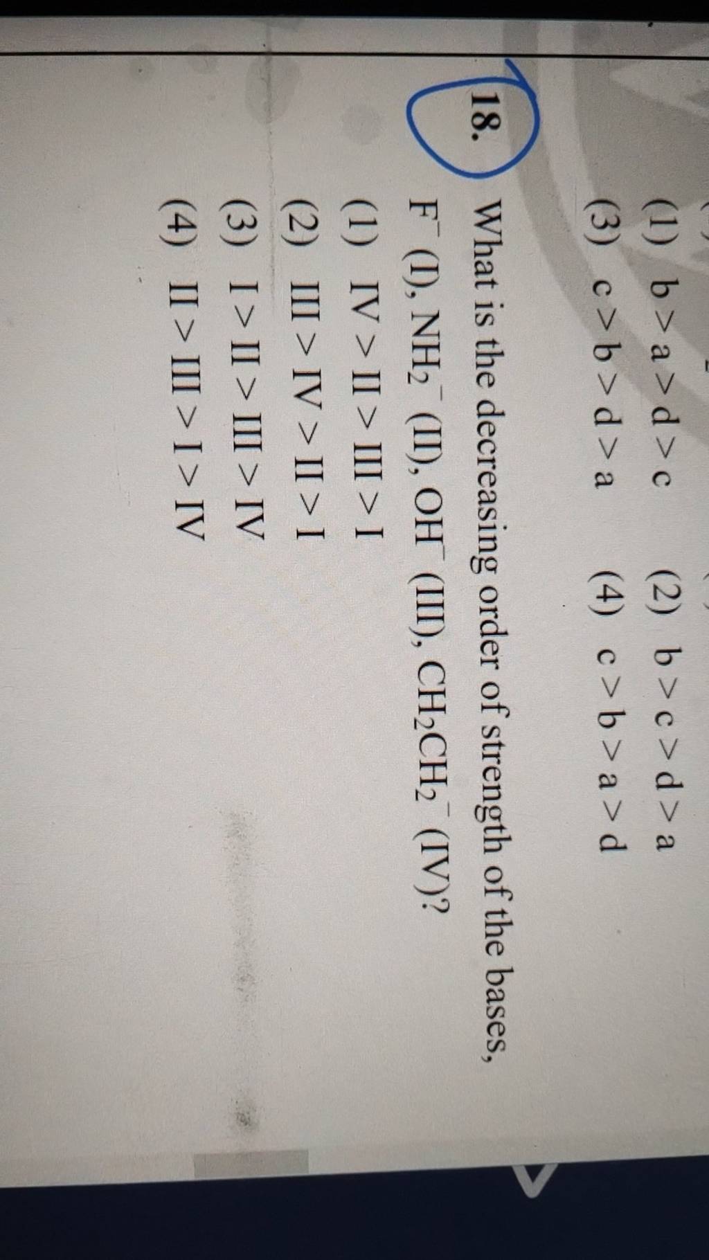 What Is Decreasing Order Of Strength Of Bases