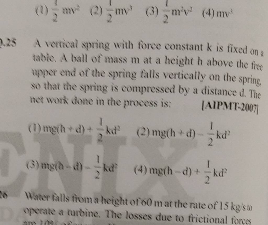 A wertical spring with force constant k is fixed on a fable. A ball of ma..