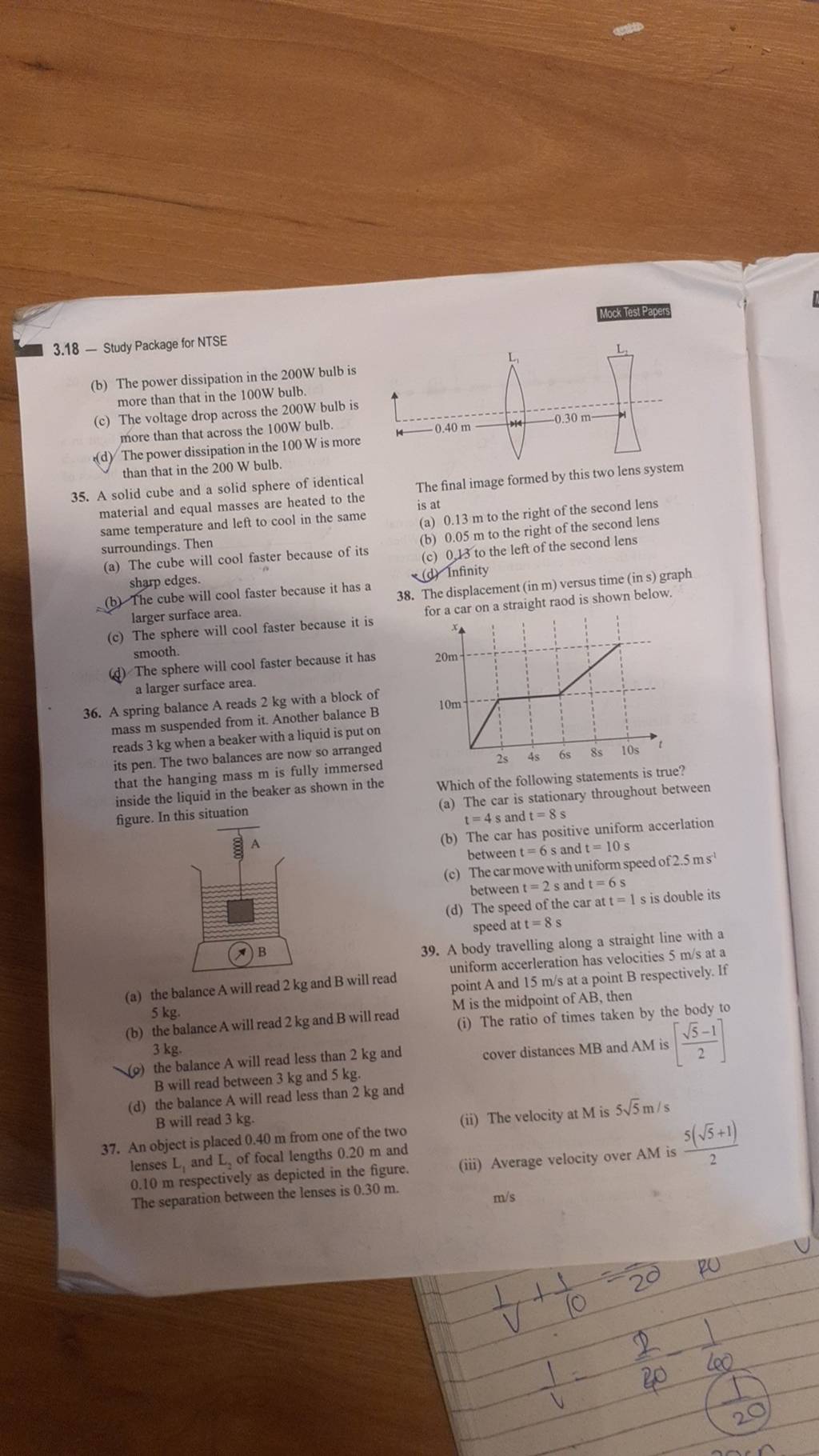 A Spring Balance A Reads 2 Kg With A Block Of Mass M Suspended From It. A..