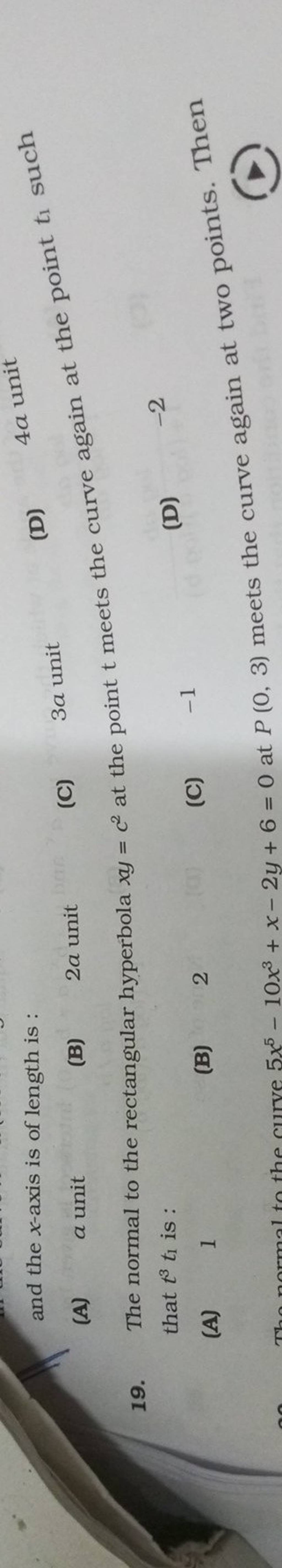 The Normal To The Rectangular Hyperbola Xy=c2 At The Point Meets The Curv..