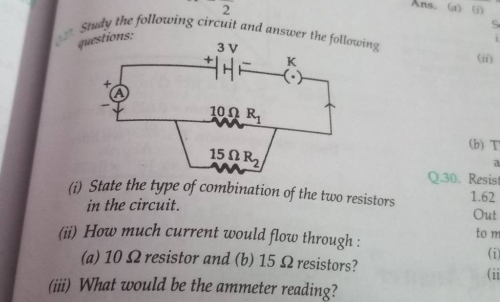 Study the following circuit and answer the following questions Filo