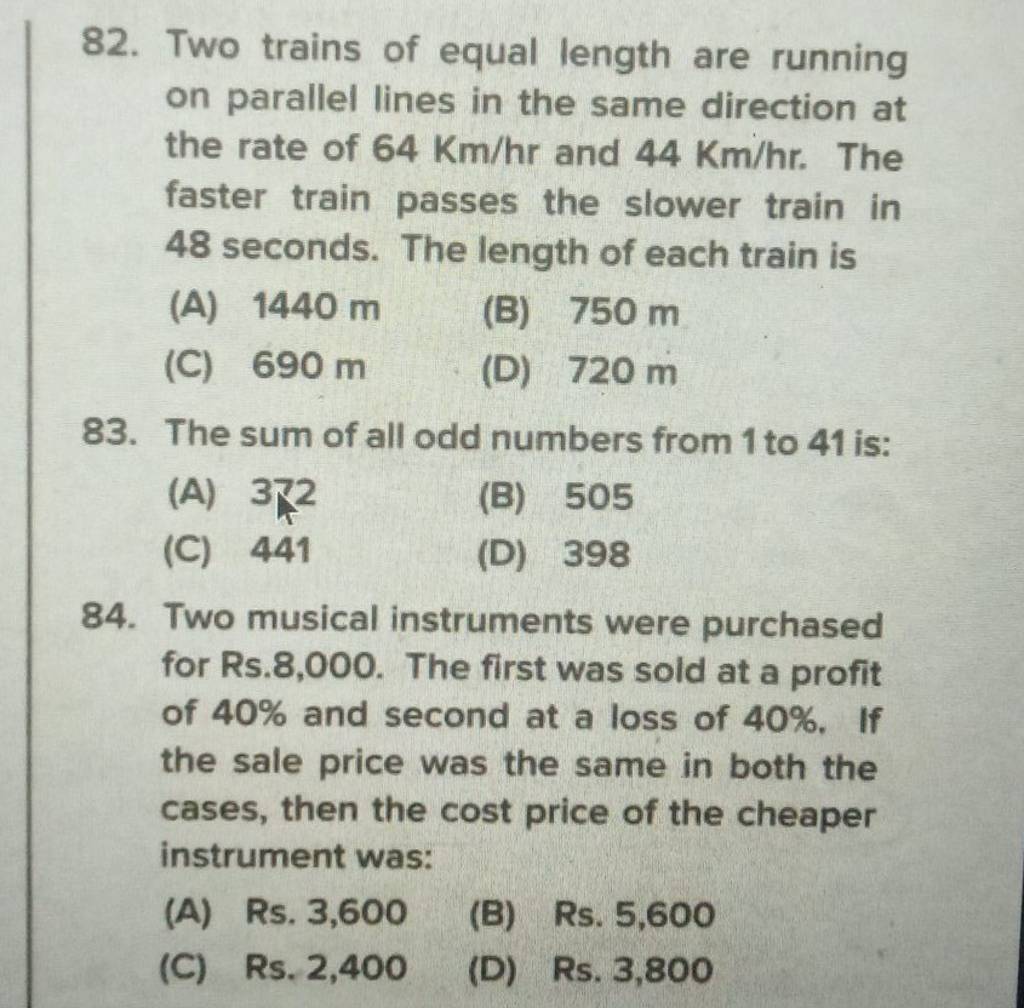 Two musical instruments were purchased for Rs. 8,000 . The first was sold..