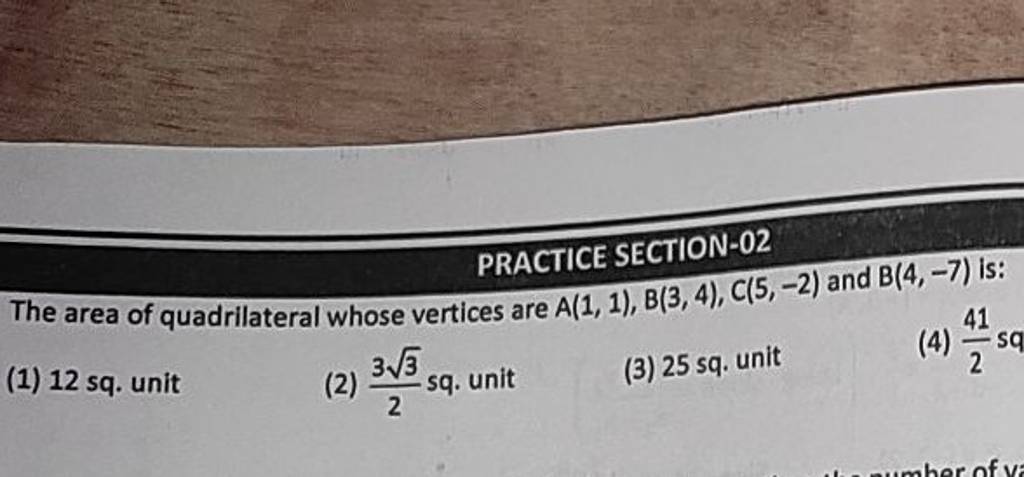 Practice Section 02 The Area Of Quadrilateral Whose Vertices Are A 1 1 B