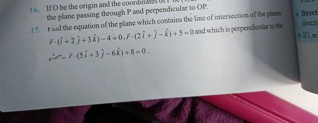 16. If O be the origin and the coordinatesuld perpendicular to OP. the