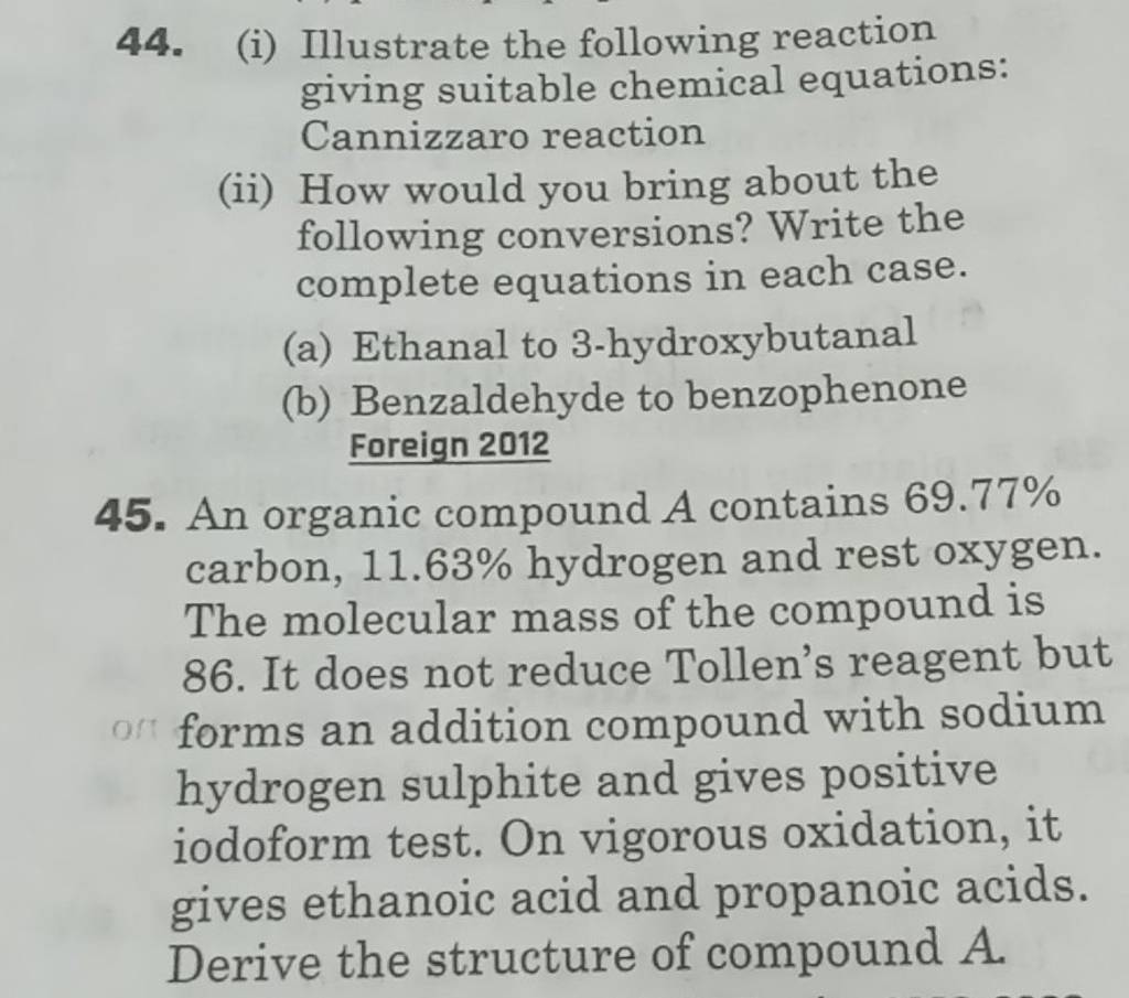 44 I Illustrate The Following Reaction Giving Suitable Chemical Equati 