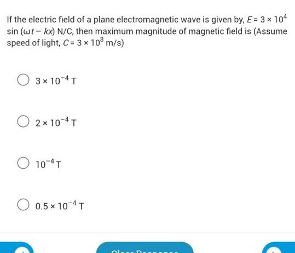 If the electric field of a plane wave is given by, E=3×10..
