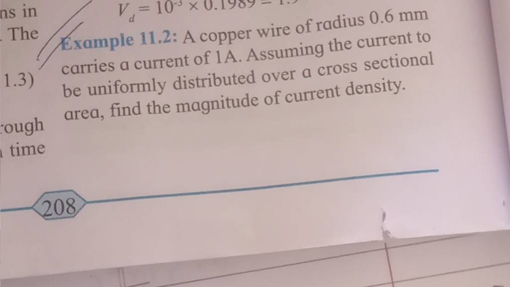 1.3) carries a current copper wire of radius 0.6 mm be uniformly distribu..