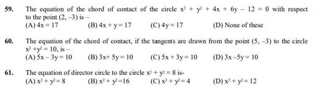 The equation of director circle to the circle x2+y2=8 is- | Filo