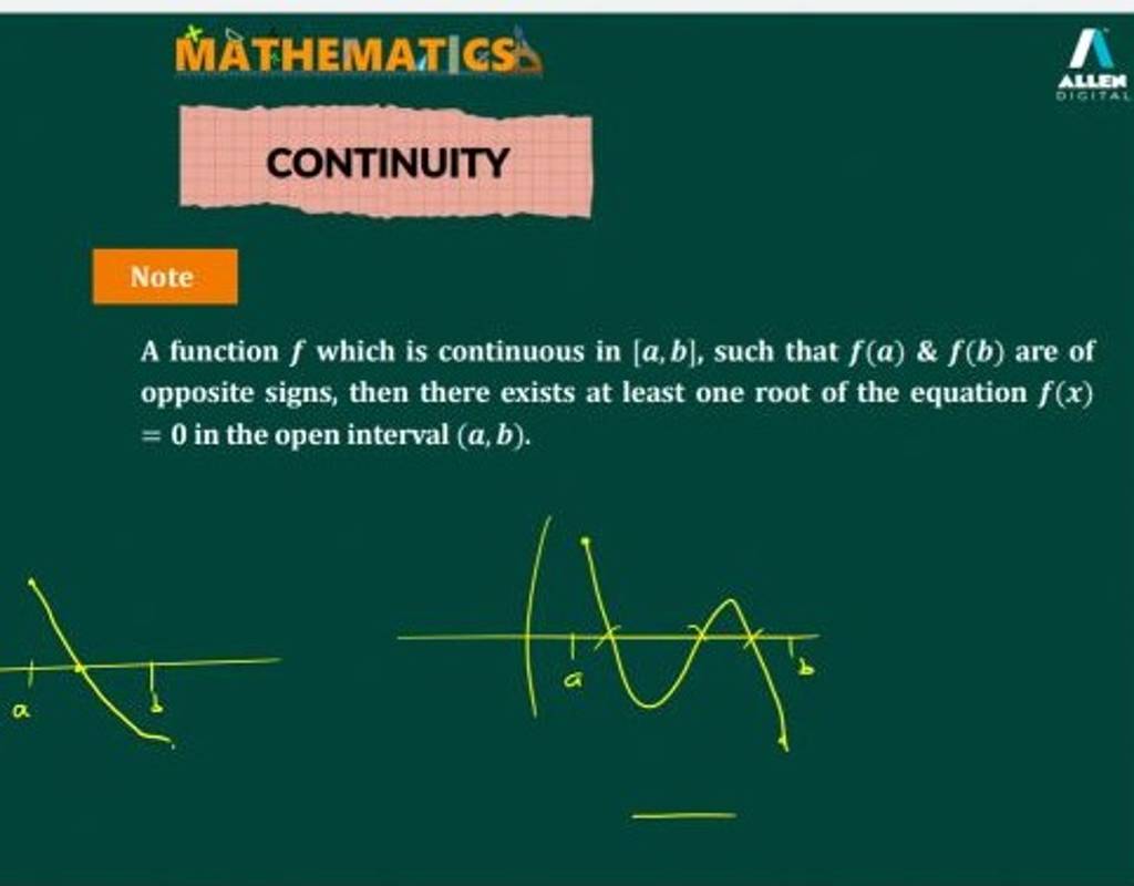 MATHEMATICS CONTINUITY Note A Function F Which Is Continuous In [a,b], Su..