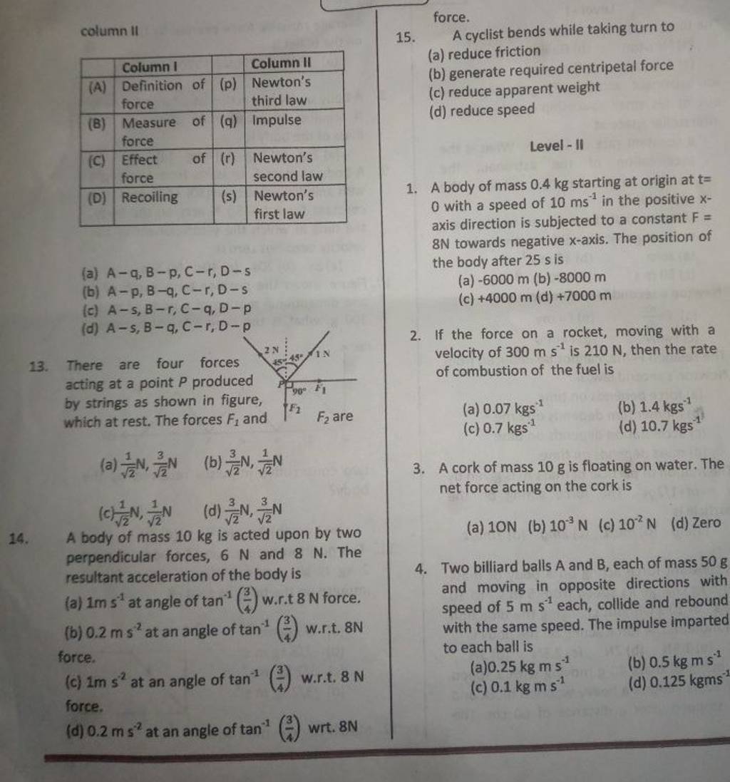 Two billiard balls A and B, each of mass 50 g | Filo